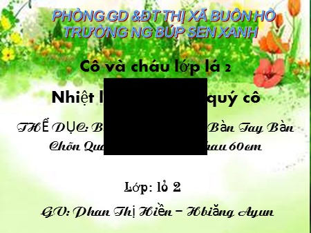 Bài giảng Thể dục - Bò zichzăc bằng bàn tay bàn chân qua 5 hộp cách nhau 60cm - Mầm non Lớp Lá