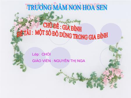 Bài giảng Mầm non Lớp Chồi - Chủ đề: Gia đình - Đề tài: Một số đồ dùng trong gia đình