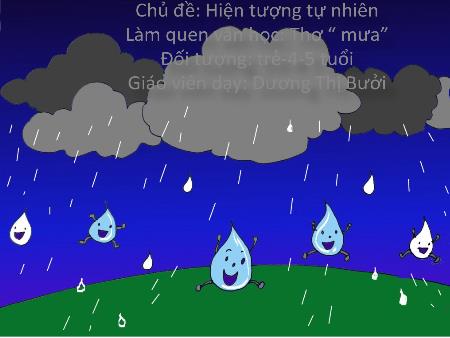 Bài giảng Mầm non Lớp Chồi - Chủ đề: Hiện tượng tự nhiên - LQVH: Thơ "Mưa"