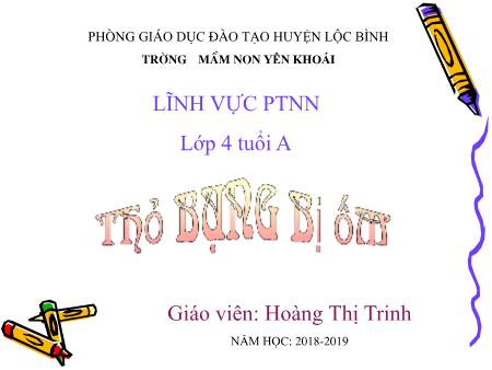 Bài giảng Mầm non Lớp Chồi - Đề tài: Phát triển ngôn ngữ - Kể chuyện: Thỏ bông bị ốm