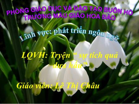 Bài giảng Mầm non Lớp Chồi - Truyện: Sự tích quả dưa hấu