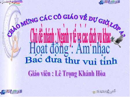 Bài giảng Mầm non Lớp Lá - Chủ đề nhánh: Ngành y tế và các dịch vụ khác - Âm nhạc: Bác đưa thư vui tính