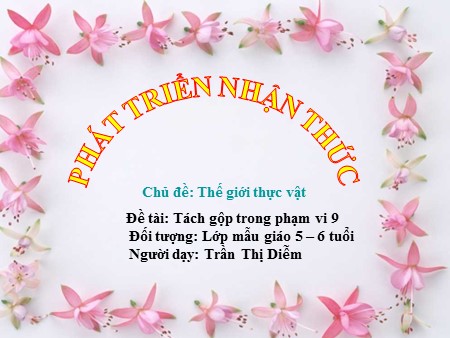 Bài giảng Mầm non Lớp Lá - Chủ đề: Thế giới thực vật - Đề tài: Tách gộp trong phạm vi 9 Bài giảng Mầm non Lớp Lá - Chủ đề: Thế giới thực vật - Đề tài: Tách gộp trong phạm vi 9