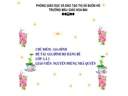 Bài giảng Mầm non Lớp Lá - Chủ điểm: Gia đình - Đề tài: Gia đình họ hàng bé