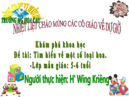 Bài giảng Mầm non Lớp Lá - Khám phá khoa học - Đề tài: Tìm hiểu về một số loại hoa