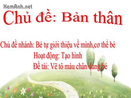 Bài giảng Mầm non Lớp Lá - Tạo hình: Vẽ tô màu chân dung bé