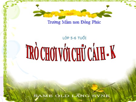 Bài giảng Mầm non Lớp Lá - Trò chơi với chữ cái H- K
