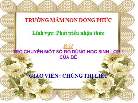 Bài giảng Mầm non Lớp Lá - Trò chuyện một số đồ dùng học sinh Lớp 1 của bé