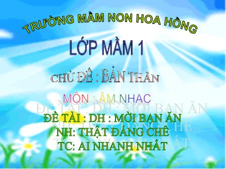 Bài giảng Mầm non Lớp Mầm - Chủ đề: Bản thân - Dạy hát: Mời bạn ăn