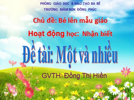 Bài giảng Mầm non Nhà trẻ - Chủ đề: Bé lên mẫu giáo - Đề tài: Một và nhiều