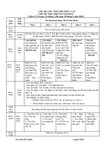 Giáo án Mầm non Lớp Chồi - Chủ đề lớn: Thế giới thực vật - Chủ đề nhỏ: Một số loại hoa - Năm học 2024-2025