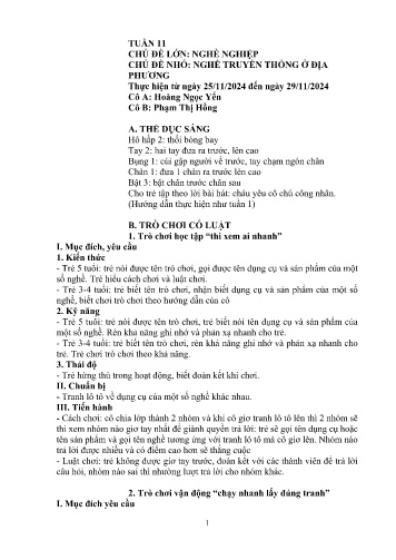 Giáo án Mầm non Lớp Chồi - Tuần 11 - Năm học 2024-2025 - Phạm Thị Hồng - Hoàng Ngọc Yến