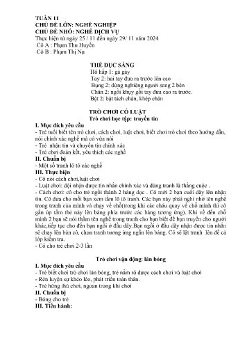 Giáo án Mầm non Lớp Chồi - Tuần 11 - Năm học 2024-2025 - Phạm Thu Huyền - Phạm Thị Nụ