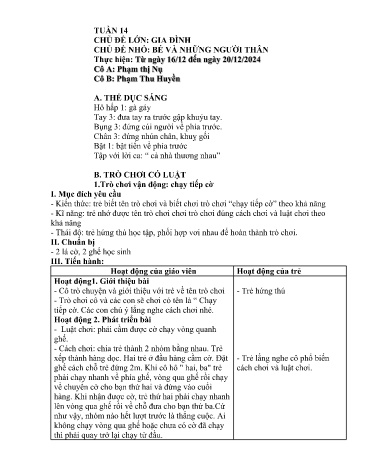 Giáo án Mầm non Lớp Chồi - Tuần 14 - Năm học 2024-2025 - Phạm Thu Huyền - Phạm Thị Nụ