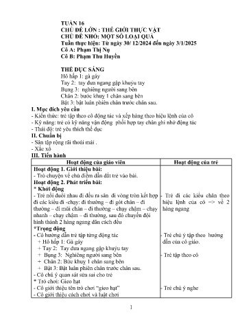 Giáo án Mầm non Lớp Chồi - Tuần 16 - Năm học 2024-2025 - Phạm Thu Huyền - Phạm Thị Nụ