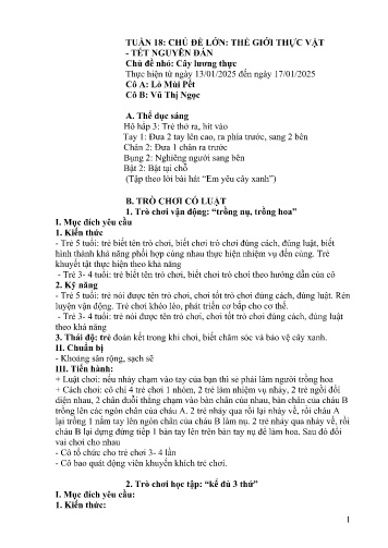 Giáo án Mầm non Lớp Chồi - Tuần 18 - Năm học 2024-2025 - Lò Mùi Pết - Vũ Thị Ngọc