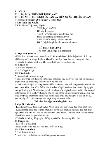Giáo án Mầm non Lớp Chồi - Tuần 19 - Năm học 2024-2025 - Đinh Thị Xuyến - Phạm Thị Hồng Hạnh