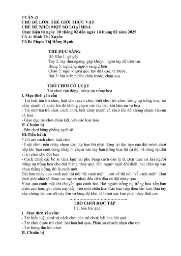 Giáo án Mầm non Lớp Chồi - Tuần 21 - Năm học 2024-2025 - Đinh Thị Xuyến - Phạm Thị Hồng Hạnh