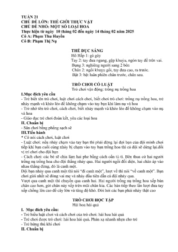 Giáo án Mầm non Lớp Chồi - Tuần 21 - Năm học 2024-2025 - Phạm Thu Huyền - Phạm Thị Nụ