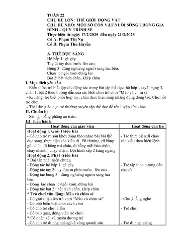 Giáo án Mầm non Lớp Chồi - Tuần 22 - Năm học 2024-2025 - Phạm Thu Huyền - Phạm Thị Nụ