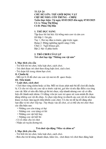 Giáo án Mầm non Lớp Chồi - Tuần 24 - Năm học 2024-2025 - Nông Thị Hồng - Phàn Thị Dần