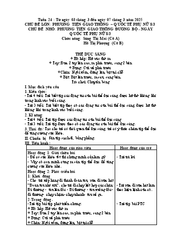 Giáo án Mầm non Lớp Chồi - Tuần 24 - Năm học 2024-2025 - Sùng Thị Mai - Hồ Thị Phượng
