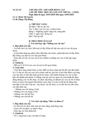 Giáo án Mầm non Lớp Chồi - Tuần 25 - Năm học 2024-2025 - Đinh Thị Xuyến - Phạm Thị Hồng