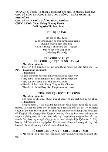 Giáo án Mầm non Lớp Chồi - Tuần 25 - Năm học 2024-2025 - Hoàng Phương Thanh - Nguyễn Thị Đình Đình