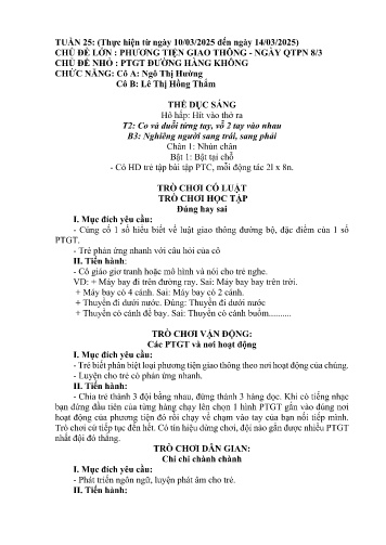 Giáo án Mầm non Lớp Chồi - Tuần 25 - Năm học 2024-2025 - Lê Thị Hồng Thắm - Ngô Thị Hường