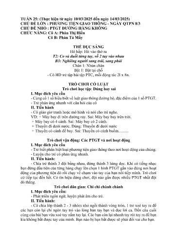 Giáo án Mầm non Lớp Chồi - Tuần 25 - Năm học 2024-2025 - Phàn Thị Hiền - Phàn Tả Mẩy