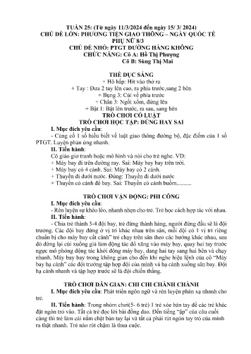 Giáo án Mầm non Lớp Chồi - Tuần 25 - Năm học 2024-2025 - Sùng Thị Mai - Hồ Thị Phượng