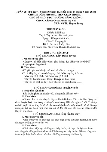 Giáo án Mầm non Lớp Chồi - Tuần 25 - Năm học 2024-2025 - Vũ Thị Huyền Trang - Phạm Thị Vui