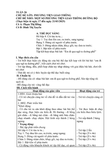 Giáo án Mầm non Lớp Chồi - Tuần 26 - Đinh Thị Xuyến - Phạm Thị Hồng