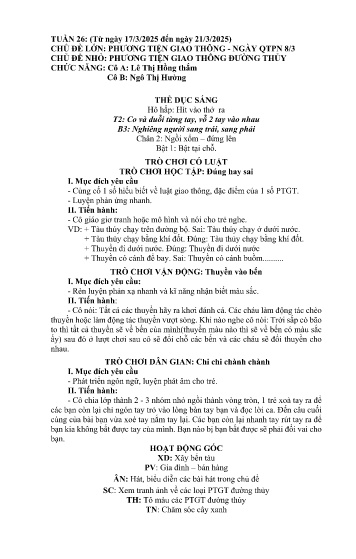 Giáo án Mầm non Lớp Chồi - Tuần 26 - Năm học 2024-2025 - Lê Thị Hồng Thắm - Ngô Thị Hường