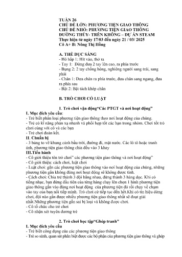 Giáo án Mầm non Lớp Chồi - Tuần 26 - Năm học 2024-2025 - Nông Thị Hồng - Phàn Thị Dần