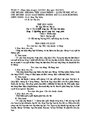 Giáo án Mầm non Lớp Chồi - Tuần 27 - Năm học 2024-2025 - Lê Thị Seo - Kim Thị Mến