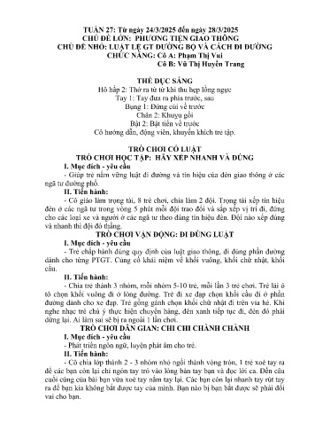 Giáo án Mầm non Lớp Chồi - Tuần 27 - Năm học 2024-2025 - Vũ Thị Huyền Trang - Phạm Thị Vui