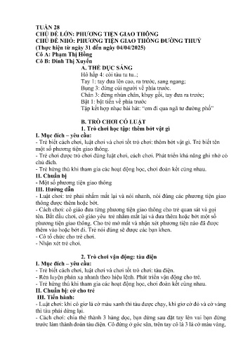 Giáo án Mầm non Lớp Chồi - Tuần 28 - Đinh Thị Xuyến - Phạm Thị Hồng