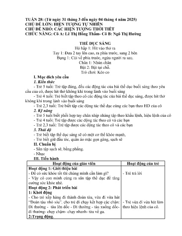 Giáo án Mầm non Lớp Chồi - Tuần 28 - Năm học 2024-2025 - Lê Thị Hồng Thắm - Ngô Thị Hường