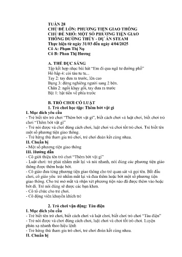 Giáo án Mầm non Lớp Chồi - Tuần 28 - Năm học 2024-2025 - Phan Thị Hương - Phạm Thị Nụ