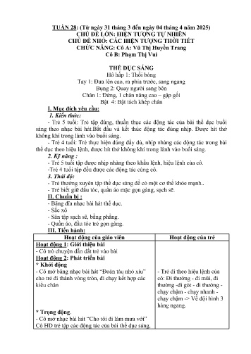 Giáo án Mầm non Lớp Chồi - Tuần 28 - Năm học 2024-2025 - Vũ Thị Huyền Trang - Phạm Thị Vui
