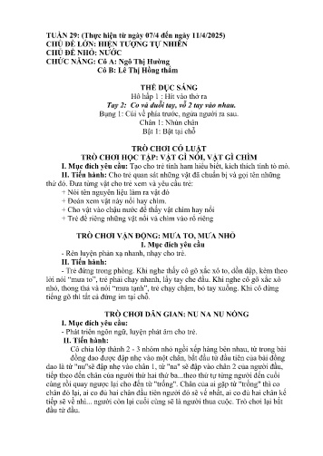Giáo án Mầm non Lớp Chồi - Tuần 29 - Năm học 2024-2025 - Lê Thị Hồng Thắm - Ngô Thị Hường