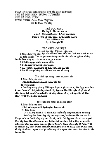 Giáo án Mầm non Lớp Chồi - Tuần 29 - Năm học 2024-2025 - Phàn Thị Hiền - Phàn Tả Mẩy