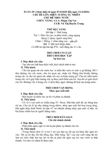 Giáo án Mầm non Lớp Chồi - Tuần 29 - Năm học 2024-2025 - Vũ Thị Huyền Trang - Phạm Thị Vui