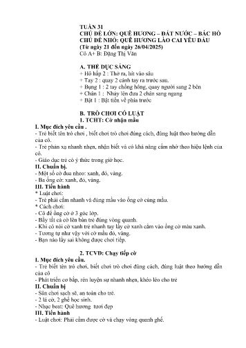 Giáo án Mầm non Lớp Chồi - Tuần 31 - Năm học 2024-2025 - Đặng Thị Văn - Phàn Thị Dần