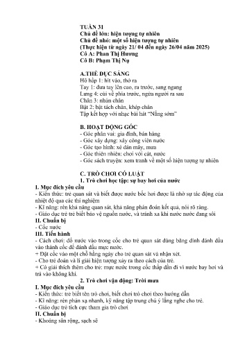 Giáo án Mầm non Lớp Chồi - Tuần 31 - Năm học 2024-2025 - Phan Thị Hương - Phạm Thị Nụ