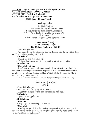 Giáo án Mầm non Lớp Chồi - Tuần 32 - Năm học 2024-2025 - Hoàng Phương Thanh - Nguyễn Thị Đình Đình