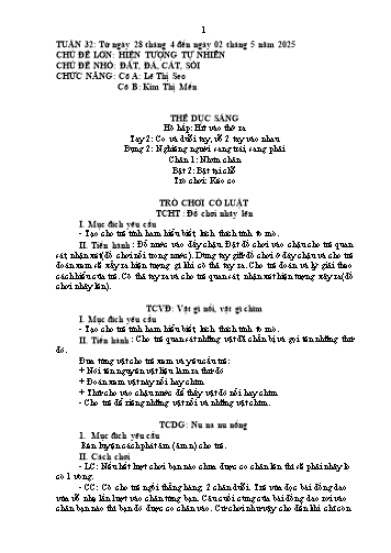 Giáo án Mầm non Lớp Chồi - Tuần 32 - Năm học 2024-2025 - Lê Thị Seo - Kim Thị Mến