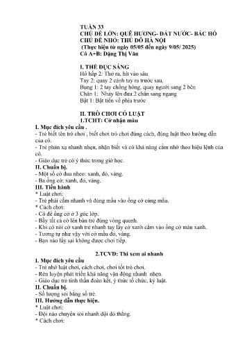 Giáo án Mầm non Lớp Chồi - Tuần 33 - Năm học 2024-2025 - Đặng Thị Văn - Phàn Thị Dần
