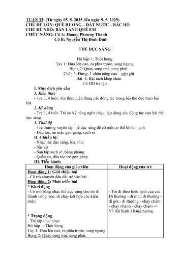Giáo án Mầm non Lớp Chồi - Tuần 33 - Năm học 2024-2025 - Hoàng Phương Thanh - Nguyễn Thị Đình Đình